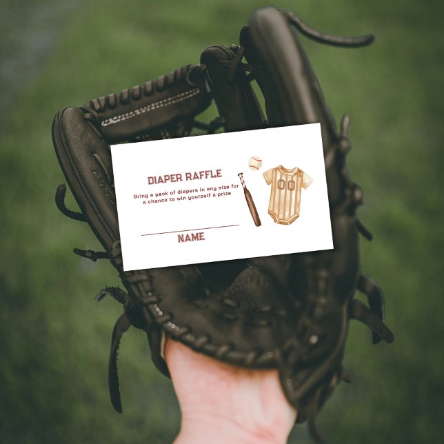 Boho Slugger Baseball Diaper Raffle Baby Shower  Enclosure Card (Boho Slugger Baseball Diaper Raffle Baby Shower Enclosure Card)
