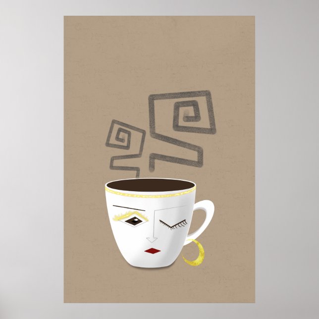 Boho small white African Arabic coffee cup part 4 Poster (Front)