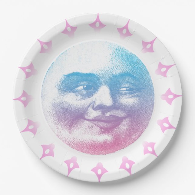 Boho Smiling Moon Paper Plate (Front)