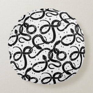 Boho snakes round cushion