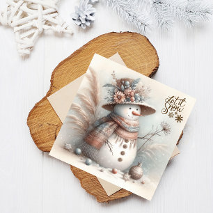 Boho Snow Woman Merry Christmas  Holiday Card