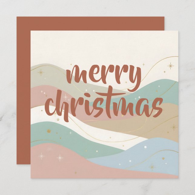 Boho Snowy Abstract Christmas Holiday Card (Front/Back)