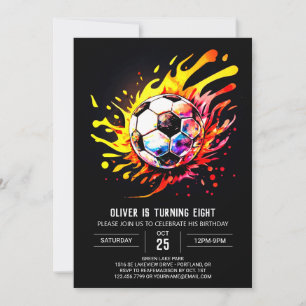 Boho Soccer Children's Printable Birthday Invitation