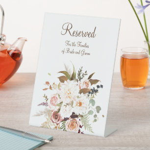 Boho Soft Coloured Rose/White Flowers  Pedestal Sign