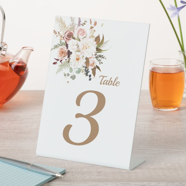 Boho Soft Coloured Roses/White Flowers Pedestal Sign (In SItu)