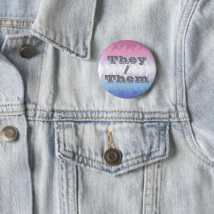 Boho Soft Customisable Pronoun Bigender Pride Flag 6 Cm Round Badge