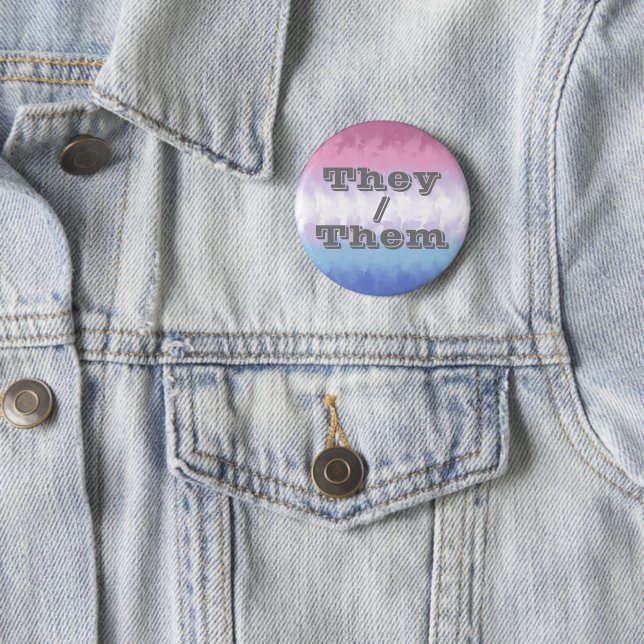 Boho Soft Customisable Pronoun Bigender Pride Flag 6 Cm Round Badge (In Situ)