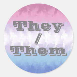 Boho Soft Customisable Pronoun Bigender Pride Flag Classic Round Sticker