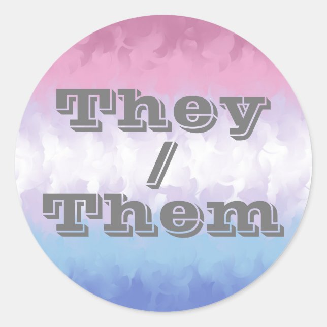 Boho Soft Customisable Pronoun Bigender Pride Flag Classic Round Sticker (Front)
