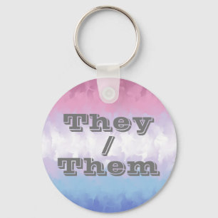 Boho Soft Customisable Pronoun Bigender Pride Flag Key Ring