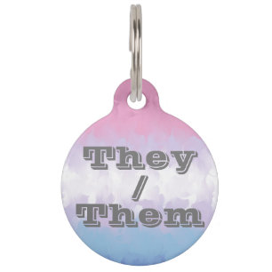 Boho Soft Customisable Pronoun Bigender Pride Flag Pet Tag