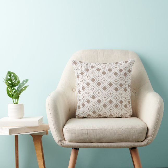 Boho Soft Neutral Tribal Geometric Aztec Pattern Cushion (Chair)