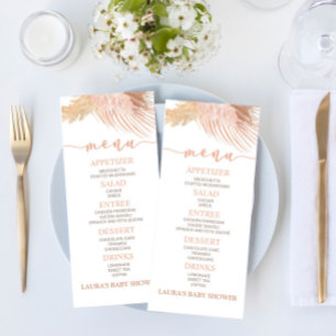 Boho Soft Pink Floral Flower Baby Shower Food Menu