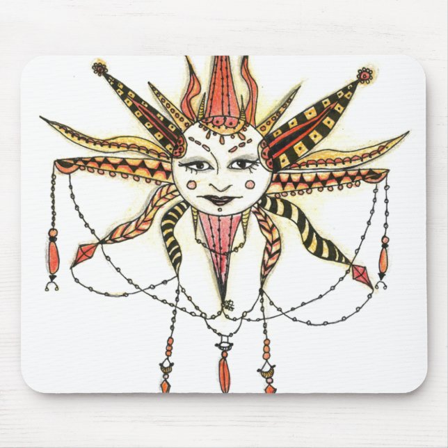 Boho Soleil Hand Drawn Mouse Mat (Front)