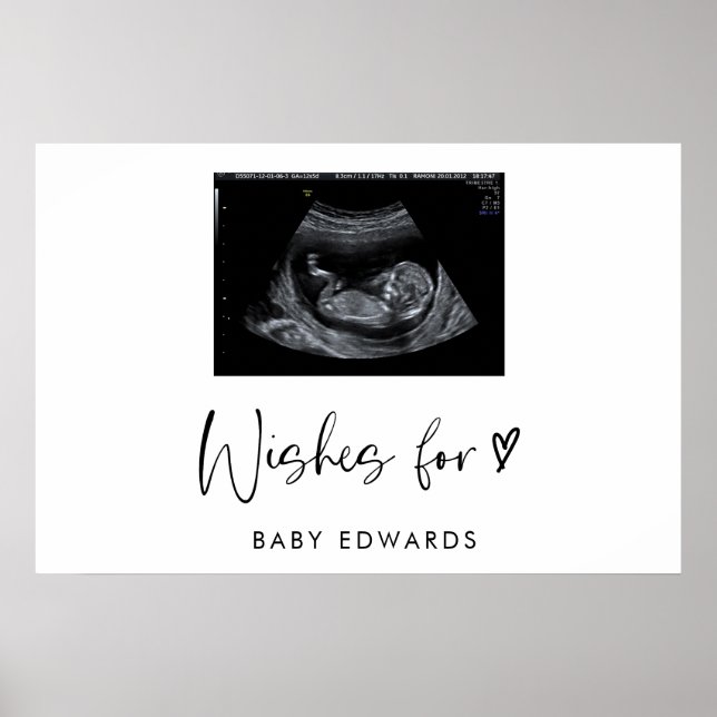 Boho Sonogram Gender Neutral Baby Shower Guestbook (Front)