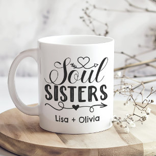 Boho Soul Sisters Custom Name Best Friend Coffee Mug