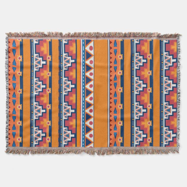 Boho Southwest Santa Fe Style Throw Blanket (Front)