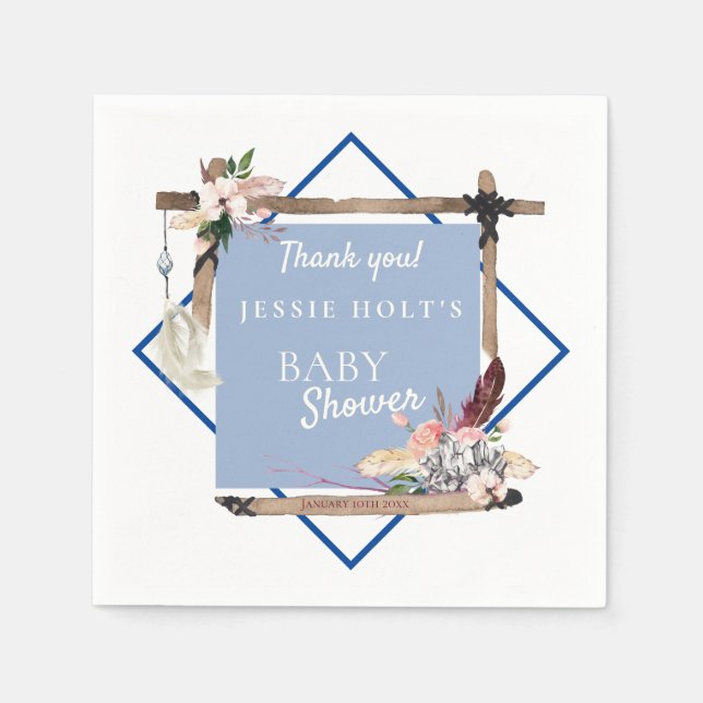 Boho Southwestern Chambray Baby Shower Napkin (Front)