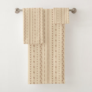 Boho Southwestern Geometric Stripe Warm Neutral Bath Towel Set