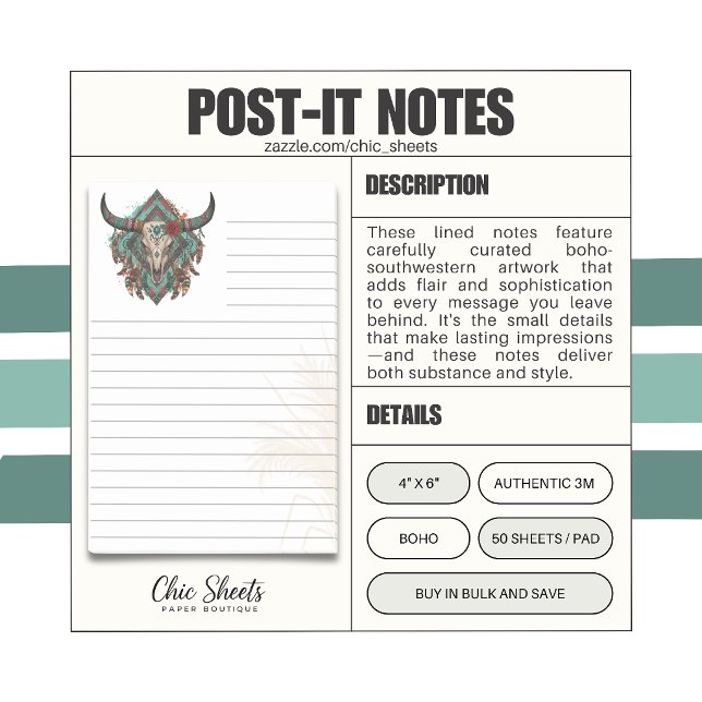 Boho-Southwestern Style Flair Lined 3M  Post-it Notes (Creator Uploaded)