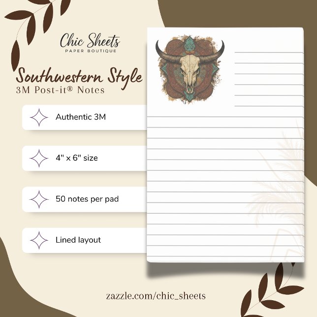 Boho-Southwestern Style Flair Lined 3M  Post-it Notes (Creator Uploaded)