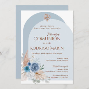 Boho Spanish First Holy Communion Invitation
