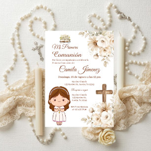 Boho Spanish First Holy Communion Invitation