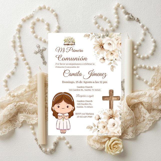 Boho Spanish First Holy Communion Invitation (Creator Uploaded)