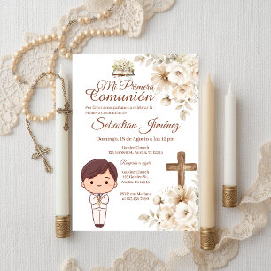 Boho Spanish First Holy Communion Invitation