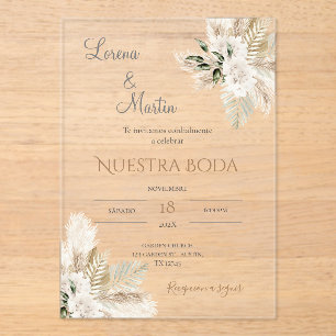 Boho Spanish Wedding Acrylic Invitation