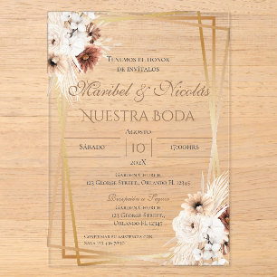 Boho Spanish Wedding Acrylic Invitation