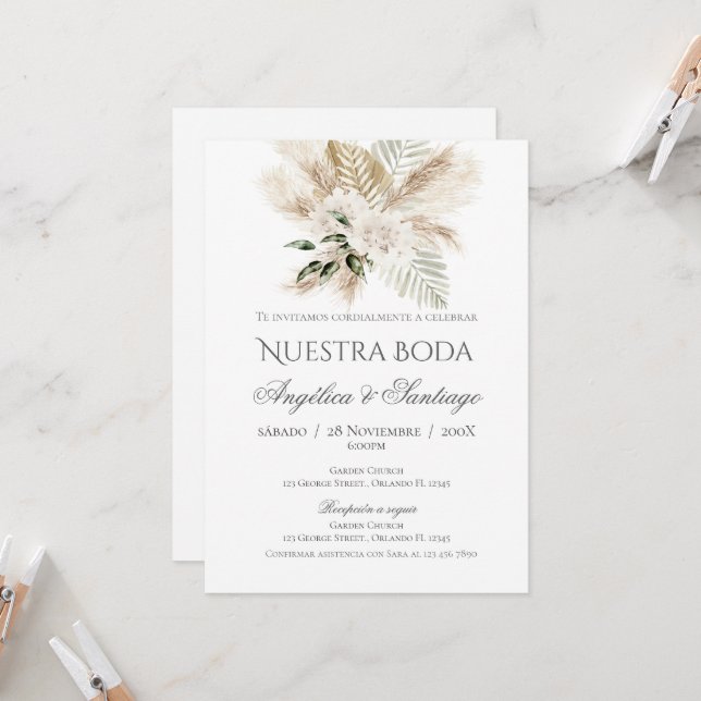 Boho Spanish Wedding Invitation (Front/Back In Situ)
