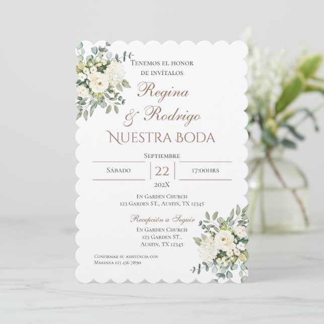 Boho Spanish Wedding Invitation (Standing Front)