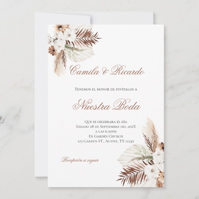 Boho Spanish Wedding Invitation (Front)