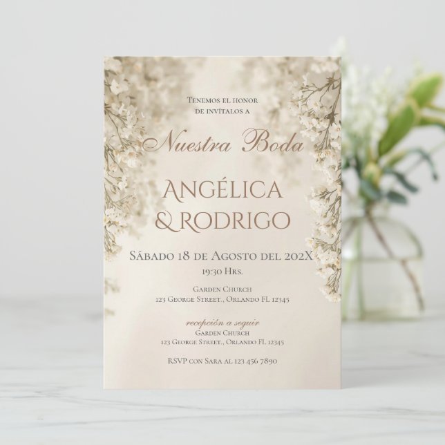 Boho Spanish Wedding Invitation (Standing Front)