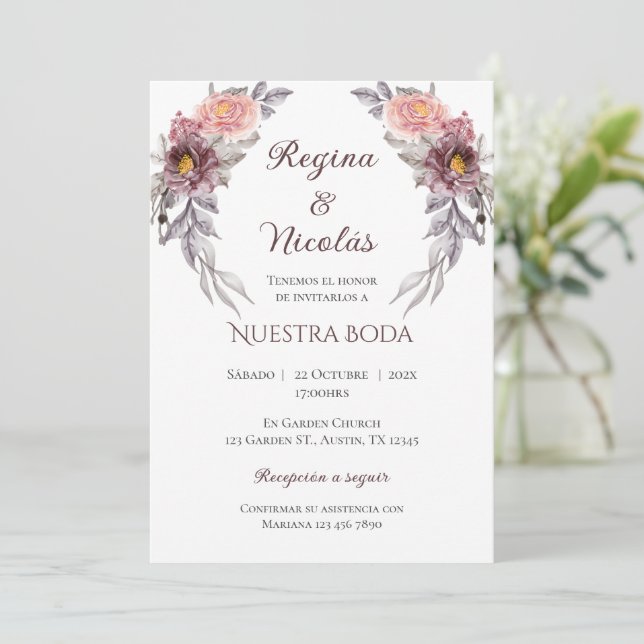Boho Spanish Wedding Invitation (Standing Front)