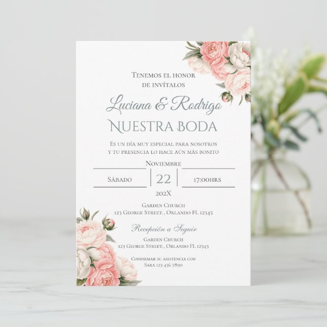 Boho Spanish Wedding Invitation (Standing Front)