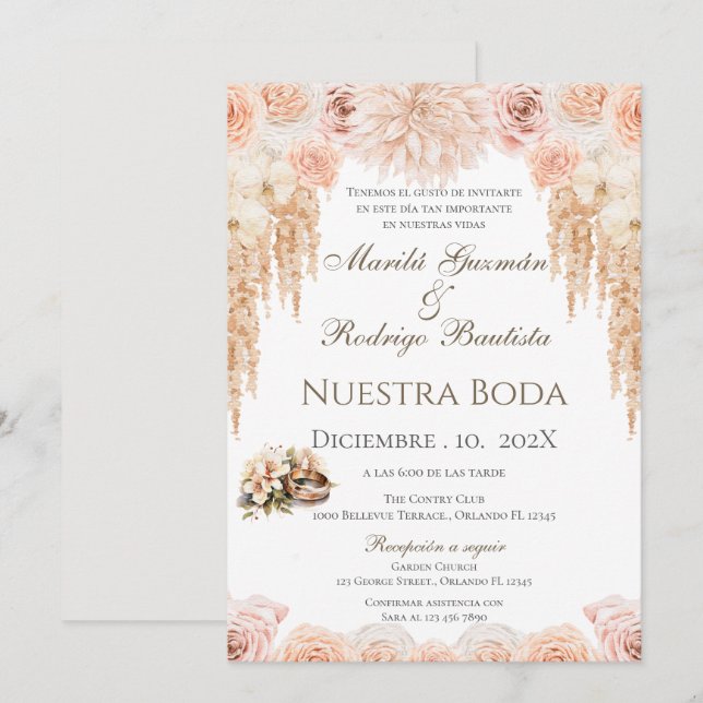 Boho Spanish Wedding Invitation (Front/Back)