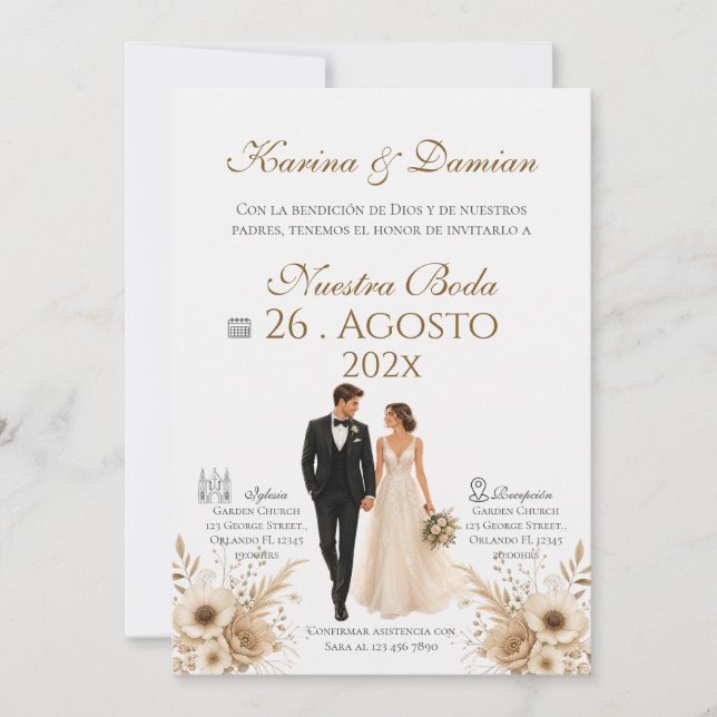 Boho Spanish Wedding Invitation (Front)