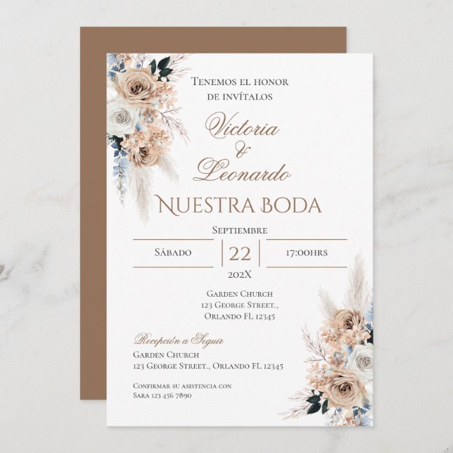 Boho Spanish Wedding Invitation (Front/Back)