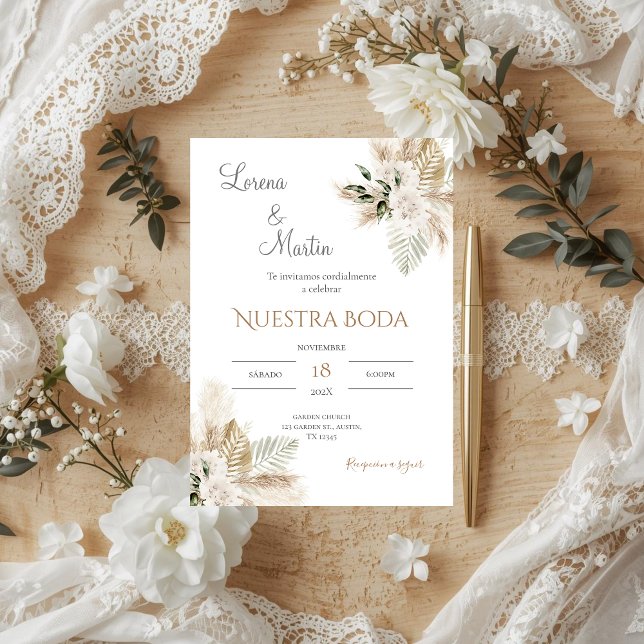 Boho Spanish Wedding Invitation (Creator Uploaded)