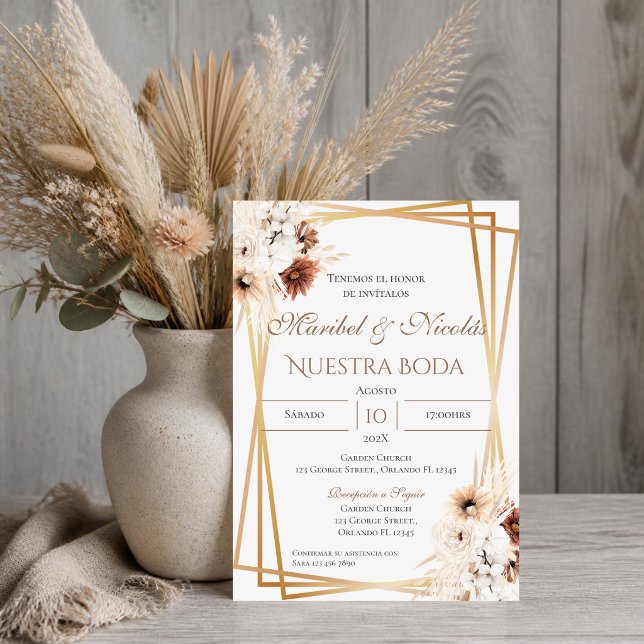 Boho Spanish Wedding Invitation (Creator Uploaded)