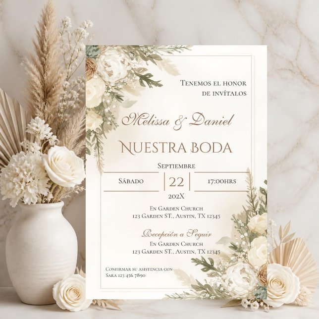 Boho Spanish Wedding Invitation (Creator Uploaded)