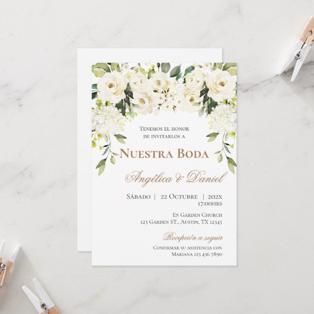 Boho Spanish Wedding Invitation (Front/Back In Situ)