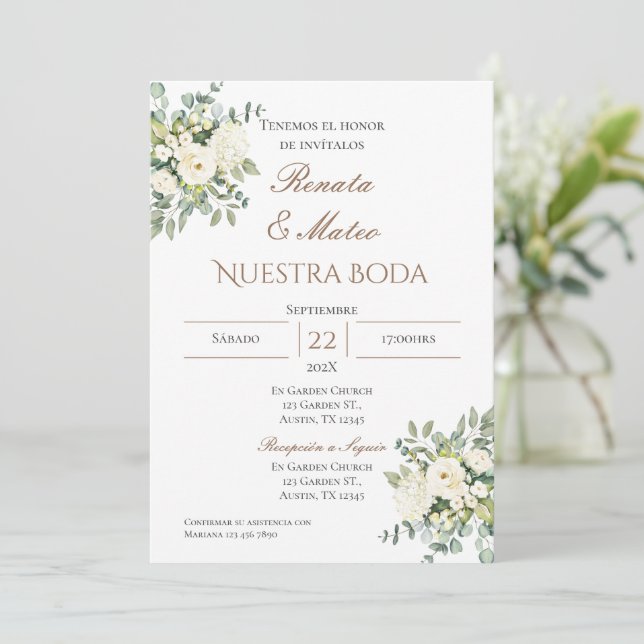 Boho Spanish Wedding Invitation (Standing Front)