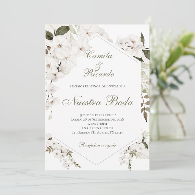 Boho Spanish Wedding Invitation (Standing Front)