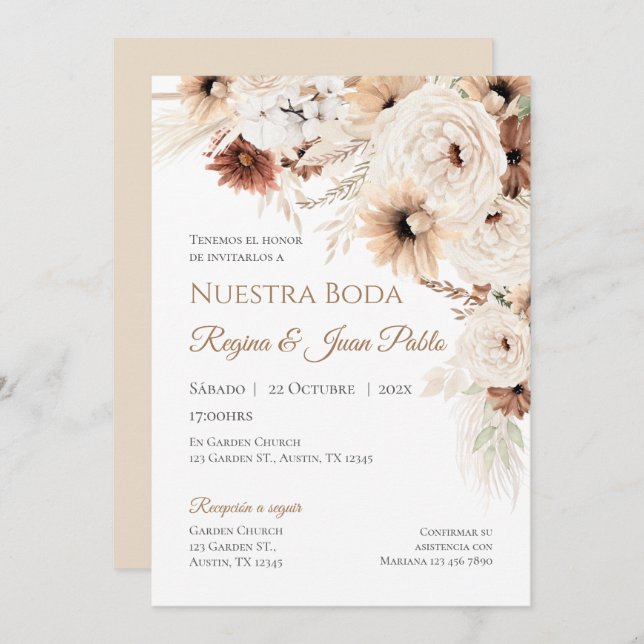 Boho Spanish Wedding Invitation (Front/Back)