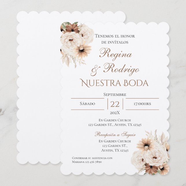 Boho Spanish Wedding Invitation (Front/Back)