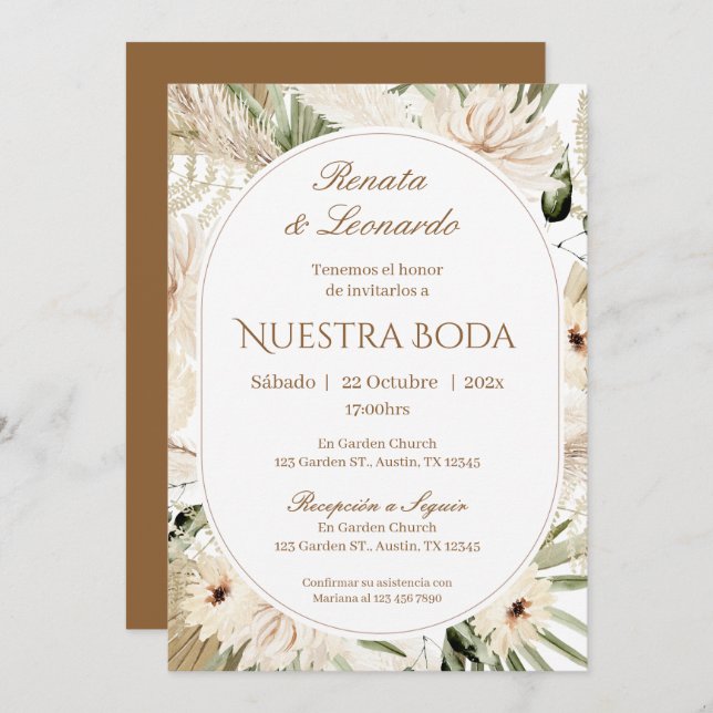 Boho Spanish Wedding Invitation (Front/Back)