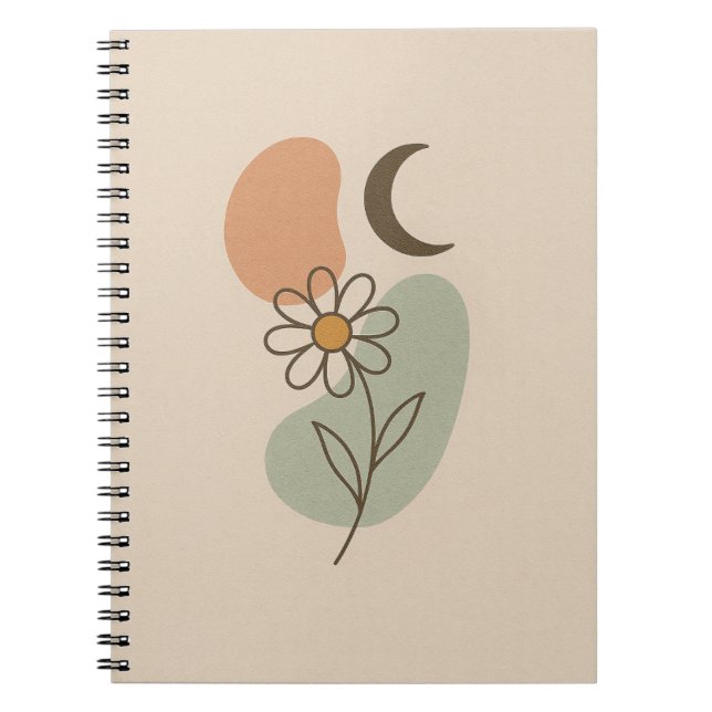 Boho Spiral Notebook – Esthetic Minimalist  (Front)